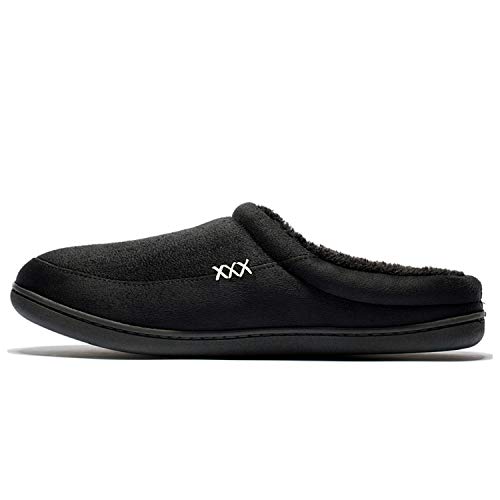 NewDenBer Men's Warm Memory Foam Suede Plush Fleece Lined Slip on Indoor Outdoor Clog House Slippers4