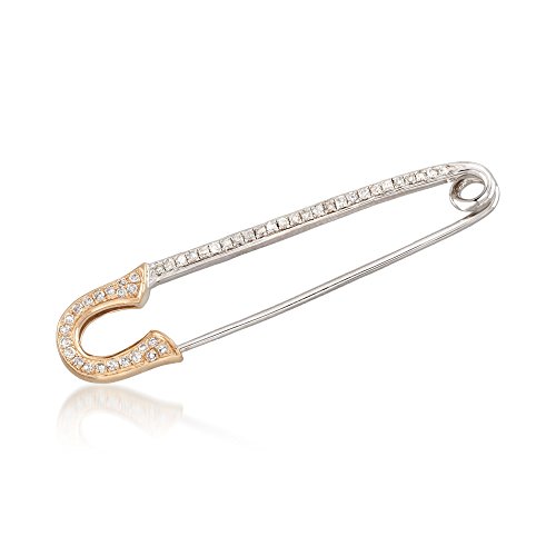 Ross-Simons 0.16 Ct. T.w. Diamond Safety Pin In Sterling Silver And 14Kt Yellow Gold #TOP25