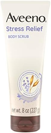 Aveeno Stress Relief Body Scrub, Exfoliating Body Wash for Softer, Smoother Skin, Formulated with Prebiotic Oat & Lavender Scent to Calm & Relax, Sulfate-Free & Soap-Free, 8 fl. Oz