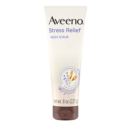 Aveeno Stress Relief Body Scrub, Exfoliating Body Wash For Softer, Smoother Skin, Formulated With Prebiotic Oat & Lavender Scent To Calm & Relax, Sulfate-Free & Soap-Free, 8 Fl. Oz #TOP7