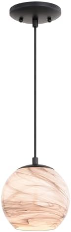 VAXCEL Milano LED Compatible Matte Black Transitional Mini Pendant Ceiling Light Multi Color Art Glass