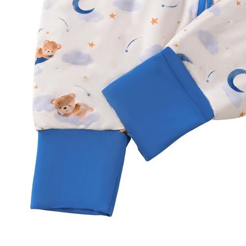 Image of Baby /Toddler Sleep Sack with Legs, Rayon from Bamboo 95% + 5% Spandex, 1.0 TOG, 2‑Way Zipper Sleeping Bag, Walker‑Friendly 6-12M Bear