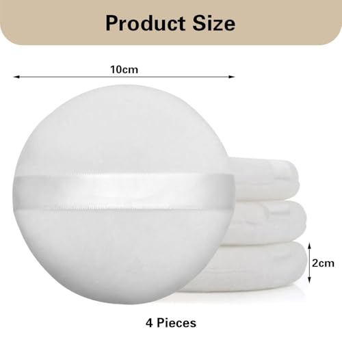 4 Stück Runde Puderquaste, Runde Lose Puderquaste, Körperquaste, Make-Up-Quaste, Wiederverwendbare Puderquaste, Geeignet Für Flüssigkeit, Creme Und Puder.