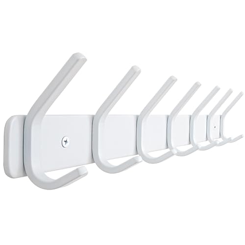 HONSKY Wall Mounted Coat Rack Heavy Duty 7-Double Hook Metal Towel Rack Coat Hanger for Entryway Bathroom Bedroom White