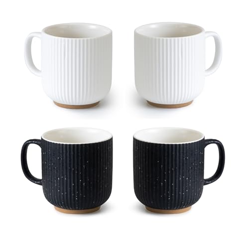 Juego de 4 mugs de cerámica negro y blanco 350 ml miniatura 1