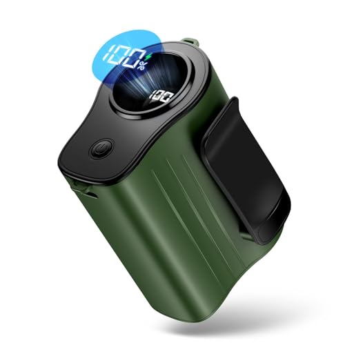 腰掛け扇風機 強力 【一台四役 大容量8000mAh 100段階大風量】 携帯扇風機 腰掛け/首掛け/卓上/手持ち ベルトファン 18000RPM 超強風 最長20時間持続 182g 軽量 小型 充電式 ベルト扇風機 ポータブル LED残量表示 ネックストラップ付き ミニファン 熱中症予防 暑さ対策 屋外作業 倉庫作業 工事現場 農作業 登山/徒歩/釣りなどアウトドアに適用 (モスグリーン)の商品画像（Amazon）