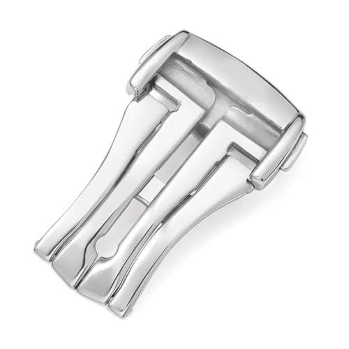 BQKTCBUAX Hebilla plegable apta for correa de reloj Fit For Omega de cuero/goma 16mm 18mm 20mm accesorios de cierre desplegable de Metal de acero inoxidable oro plateado(Silver,16mm)