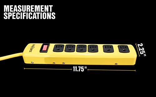 Yellow Jacket 5139N 14/3 6-Outlet Heavy Duty Industrial Metal Workshop Strip thumb #4