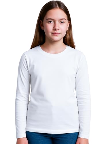 Image of DYCA by Bodycare Girls Solid Cotton T-Shirt, Round Neck Full Sleeves, Casual Regular Fit, Comfortable Tshirt for Kids
