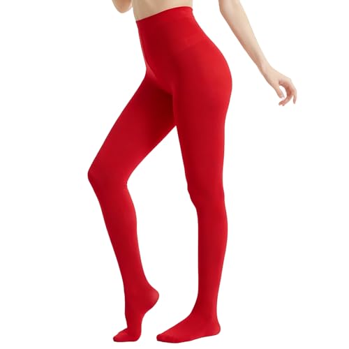 Montrestar 80D Collant da donna, Collant da donna in microfibra, altamente elastici, collant di supporto ultra morbidi e opachi, Colore: rosso, L