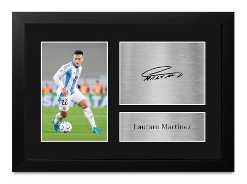 Cuadro de Lautaro Martínez A4 con foto firmada para decoración de aficionados al fútbol argentino