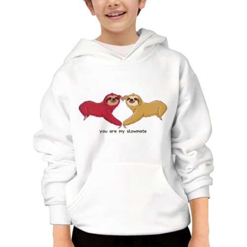 You Are My Slowmate Funny Cute Sloth Hoodies for Teen Girls Boys Lightweight Kangaroo Pocket Sweatshirt