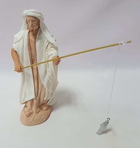 Arte Pesebre Figuras para Pintar Pastor pescando para Pintar (14 cm)