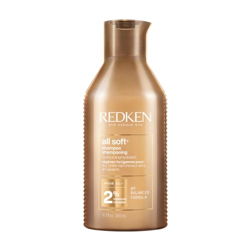 Redken All Soft Shampoo, For Dry/Brittle Hair, Moisturizes & Provides Intense Softness and Shine, With Argan Oil