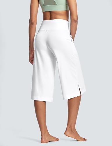 Image of ISEEGZ 15 inch /18 inch /21 inch Capri Pants for Women High Waist Wide Leg Yoga Capris with Pockets Stretchy Loose Fit Casual Workout