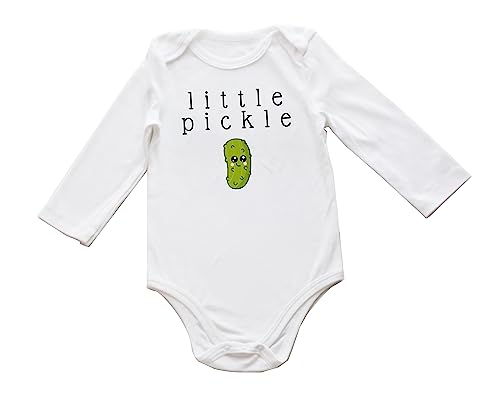 Image of Little Pickle Bubble Bodysuit Cute Funny Pickle One Piece Sweatshirt Romper Vegan Infant Shower Shirt