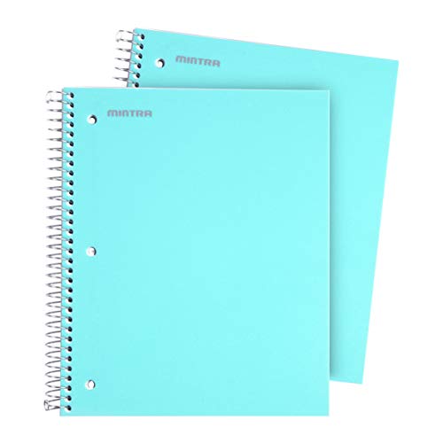 Cahier à spirales durable 3 sujets Mintra Office bleu sarcelle pour bloc-notes ligné