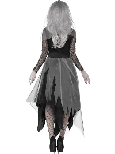 Smiffys Adult Women's Graveyard Bride Costume, Dress and Rose Veil, Legends of Evil