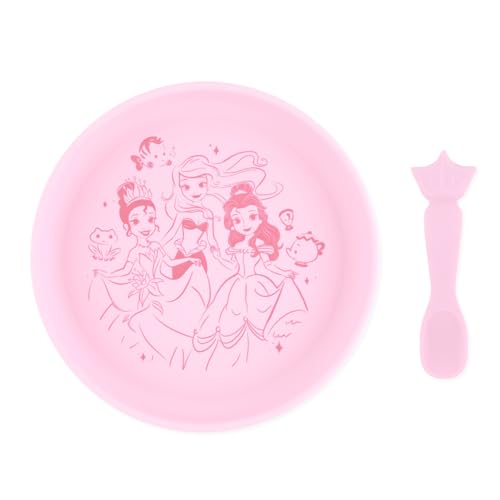 Bumkins Disney Baby and Toddler Plate and Spoon Set, Silicone Dis...