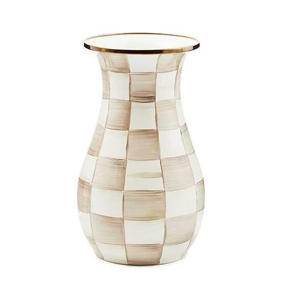 MACKENZIE-CHILDS Enamel Tall Vase Green-and-White Emerald Check | Hand-painted design decorative flower vase and bouquet holder made from enameled steel 6 dia. x 10 H product thumbnail 14