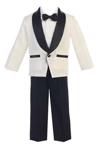 Baby Tuxedo 6-9 Months Baby boy Suit 9-12 Months Infant Baby boy Tuxedo trajes para Bebes Tux for Babies Traje para Bebe de 1 año niño Formal Outfits trajecitos 6 9 Meses Vestir Ivory