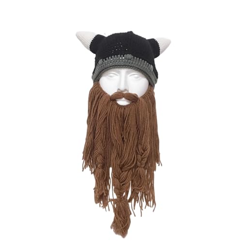 Kreeqe Outrageously Funny Halloween Hat Hilarious Holiday Costume Accessory Big Fake Beard Pointed Horn Adult Party Favor(light-coffee,L)