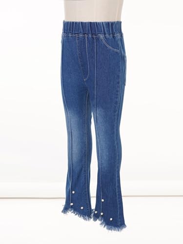 Aislor Girls Raw Hem Skinny Flared Jeans Kids Bell Bottom Denim Pants Elastic Waist Distressed Denim Trousers Jeggings4