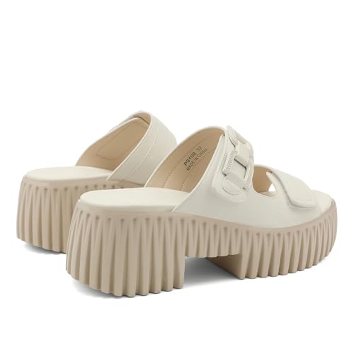 Image of UBFEN Womens Chunky Wedge Platform Sandals Adjustable Double-Strap Square | Toed Open-Toe Style Suitable for Outdoor Casual Wear