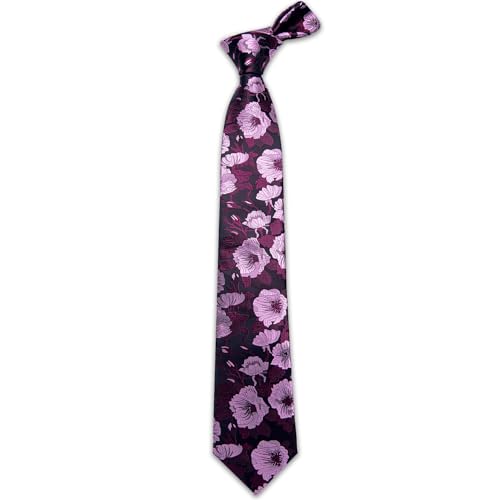 Image of YourTies Silk Paisley Floral Tie and Pocket Square Cufflinks with Lapel Pin Sets for Men 5PC Wedding Party