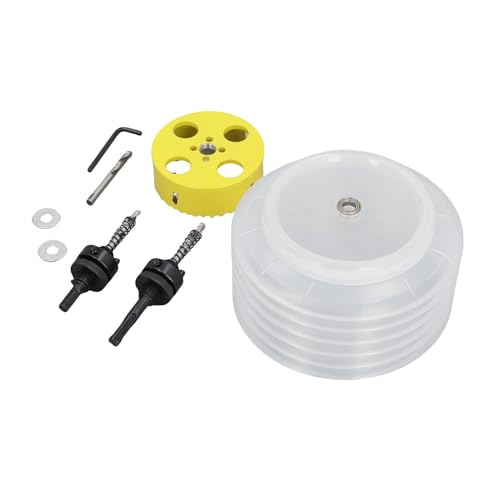 Broca Avellanadora Kikumi Amarilla de 6 1/4 Pulgadas para Metal, con Tazón para Polvo y Arbor de 2 Piezas, para Instalaciones de Iluminación Empotrada
