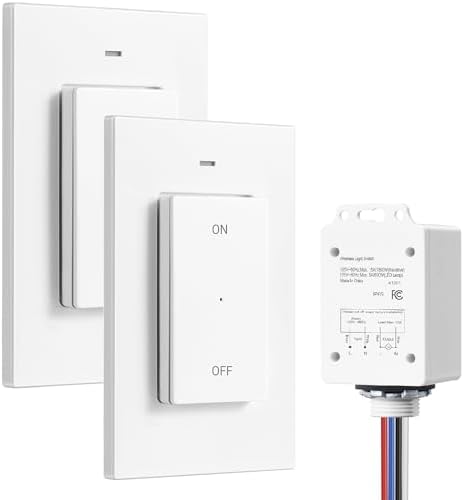 DEWENWILS Wireless Light Switch and Receiver Kit, 15A High Power 3 Way Remote Light Switch, No Wiring & 100FT Range, Remote Light Switches Wireless, Wireless Switches for Lights, Fan, Lamp