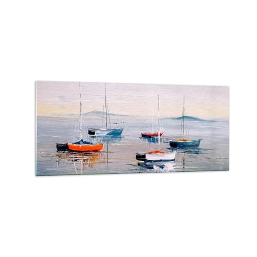 Impression sur verre 120x50cm voiliers deco cadre salon moderne