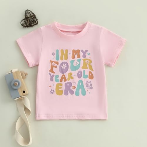 Toddler Girls Birthday Outfit in My One Two Three Four Five Six Year Old Era Shirt Short Sleeve Tops Summer Clothes2