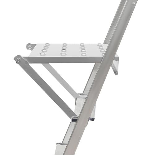 FiueStur Ladder Platform Anti-Slip Ladder Work Platform Accessories Extension Ladder Work Platform System for Painters and Tools, Foldable Silver Work Tray for Tools, Holds 400 lbs