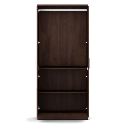 Image of Spacewood Carnival Wardrobe | 3 Year Warranty | Almirah, Cupboard, Almari, 2 Door Wardrobe with Mirror, 1 Hanging Space|Engineered Wood| Sheesham