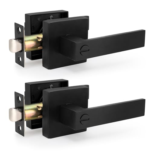 MEKOTRIN 2 Pack Door Lever Handle Lock, Keyless Interior Door Handle Set