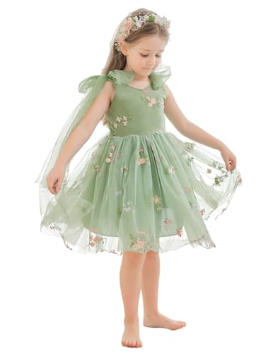 Flower Girl Dress Floral Embroidered Toddler Girls Dresses Fairy ...