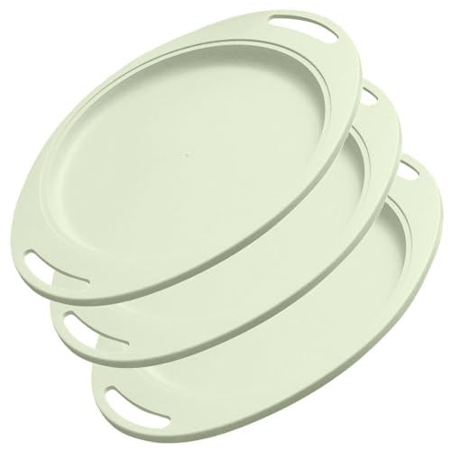 Image of Eco Friendly Wheat Straw Plates Suitable for Desserts, Appetizers, Snacks, Chips, Sandwiches, Cheese, Sushi, Fruit, Snacks, Bread, Cheese, Biscuits Dishwasher Safe (34cm, Green, Set of 3)
