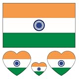 100pc Indian Flag Tattoo Stickers, 25-Sheet India IN National Flags Face Temporary Tattoo Adult, Patriotic Indian Independence Day Fake Tattoo for Men Women Party Decoration