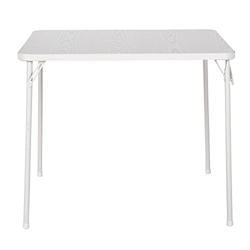 COSCO 34" Square Textured Wood Grain Resin Top Folding Table, Woodgrain White
