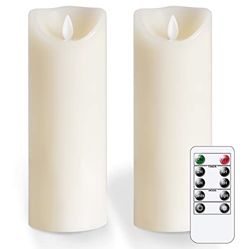 Panchydor 8” X 3” Led Flameless Candles,Ivory Battery Operated Flickering Pillar Candles With Remote Timer,Pack Of 2 Real Wax Faux Electric Flameless Candles For Home Patern Dinner Decor #TOP29