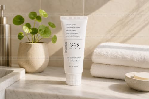 Image of KIMEE 345 Relief Cream | Daily Face Moisturizer for Soothing Recovery and Blemish Care with PDRN and Niacinamide | Korean Vegan Skincare for All Skin Types | 50ml Hair Brush