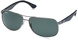 Ray-Ban Men's RB3502 Metal Square Sunglasses, Gunmetal/Polarized Green, 61 mm