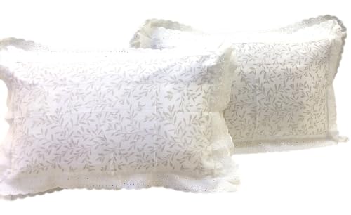 Image of VHC 100% Cotton Lace Pillow Cover /Case Set (Pack of 2)-Maroon (oliveGrey)