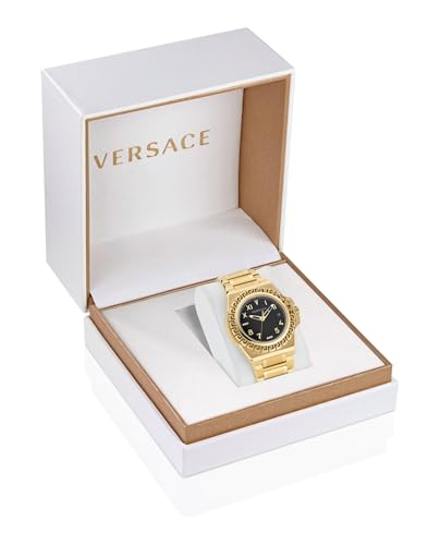 Versace Greca Reaction Collection Luxury Mens Watch Timepieces with a Gold Bracelet and Case Featuring a Black Dial4