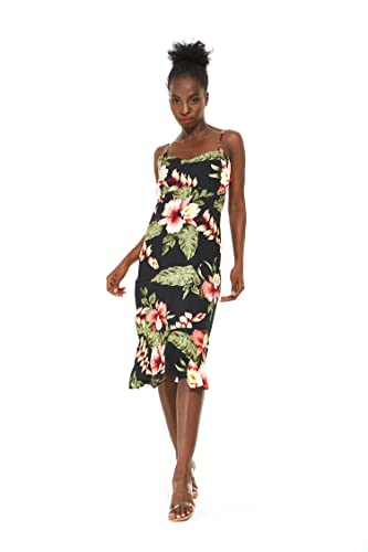 Image of Family Matching Hawaiian Clothes, Black Rafelsia | Lightweight 100% rayon • Family matching outfits • Beach vacations • Luaus • Cruises • Family photos