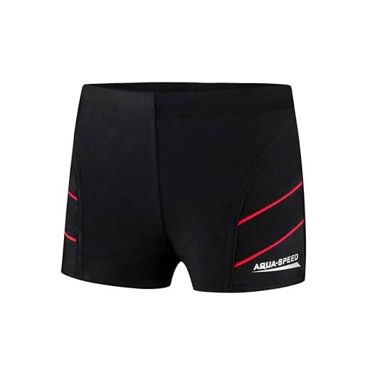 Aqua Speed Enge Triathlon Schwimmhose Kinder + gratis eBook | Wettkampf Badehose | UV Schwimmbekleidung für Junge | 16. Schwarz Rot Gr. 140 | Andy