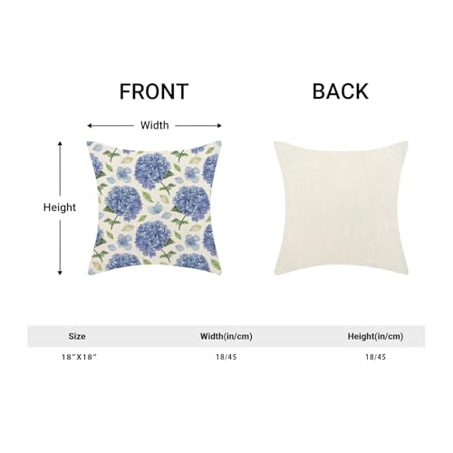 Image of AEIOAE Spring Floral Pillow Covers 18x18 Inch Set of 2, Blue Green Hydrangea Flower Leaves Throw Pillows Case,Summer Outdoor Seasonal Decorative Farmhouse Decor Cushion Covers for Home Sofa Bed Couch
