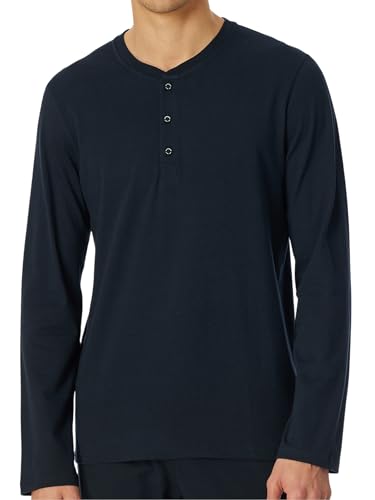 Schiesser Herren Schlafshirt Kurzarm mit Knopfleiste Bio-Baumwolle - Mix + Relax