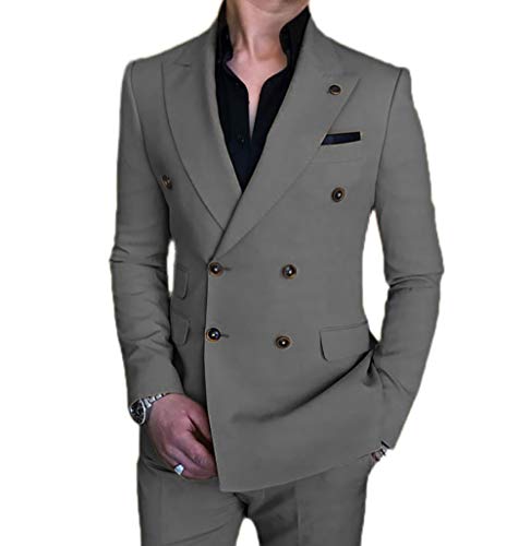 Traje de 2 piezas para hombre de moda slim fit solapa blazer doble botonadura esmoquin Cover